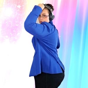 Blue knit textured jacket